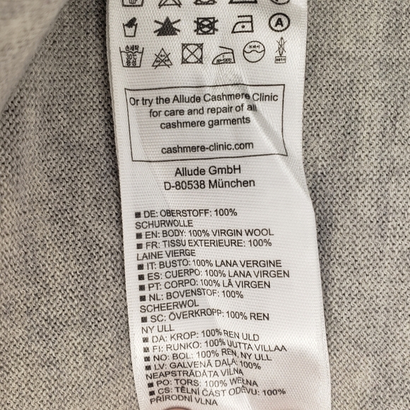 Allude 100% Virgin Wool Ribbed Grey Knit Sweater - Picture 7 of 12